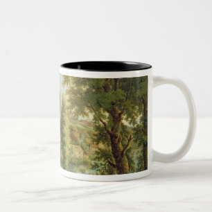 Ludlow Schloss mit Dinham Wehr, vom Süden-Wes Zweifarbige Tasse