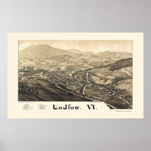 Ludlow, VT Panorama Karte - 1885 Poster