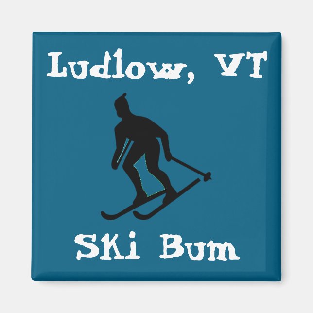 Ludlow, VT Vermont Ski Bum (Grünes Bergskifahren) Magnet (Vorne)