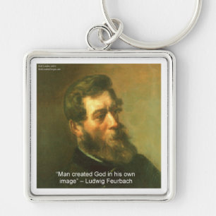 Ludwig Feurbach & Der Mensch erschuf Gott Zitat Schlüsselanhänger
