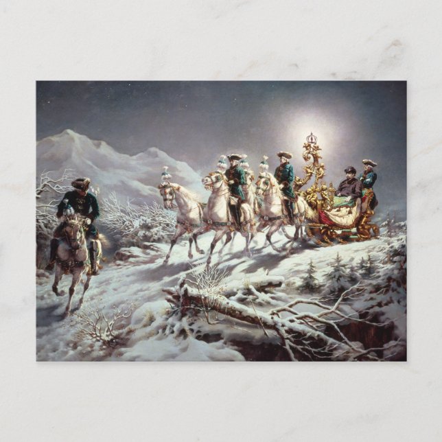 Ludwig II. Bavaria Sleighing bei Nacht Postkarte (Vorderseite)