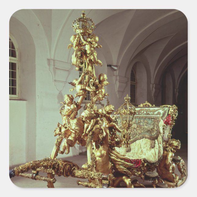 Ludwig II. wurde 1872-80 von Staat-Schlitten erbau Quadratischer Aufkleber (Vorderseite)