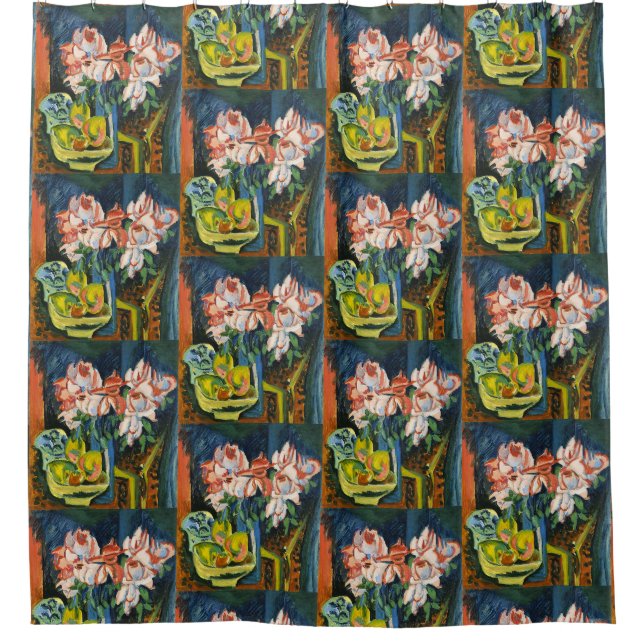 Ludwig Kirchner Pink Roses Expressionist Classic Duschvorhang (Vorderseite)