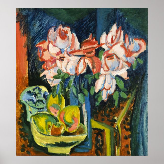 Ludwig Kirchner Pink Roses Expressionist Classic Poster (Vorne)