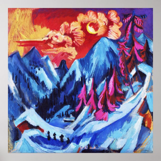 Ludwig Kirchner Winterlandschaft im Mondlicht Poster (Vorne)