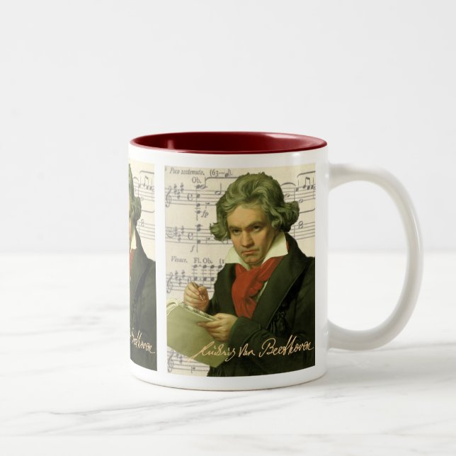 Ludwig van Beethoven ~ Beethoven-Collage Zweifarbige Tasse (Rechts)