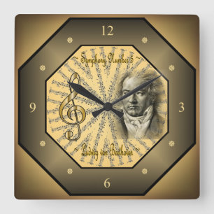 Ludwig van Beethoven ~ Deutscher Komponist ~ Piani Quadratische Wanduhr