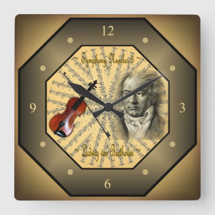 Ludwig van Beethoven ~ Deutscher Komponist ~ Piani Quadratische Wanduhr