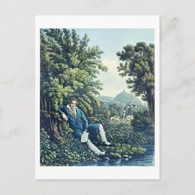 Ludwig van Beethoven durch einen Fluss (farbige Gr Postkarte (Vorderseite)