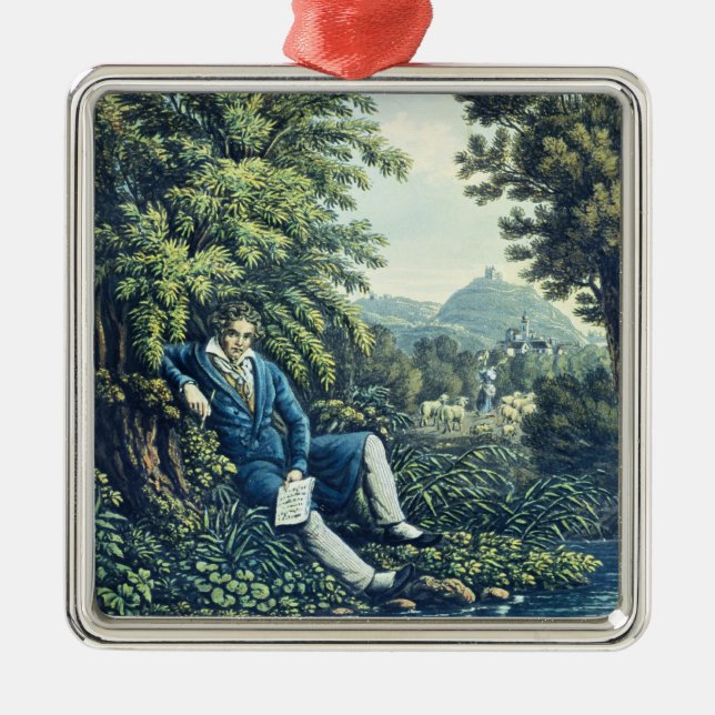 Ludwig van Beethoven durch einen Fluss (farbiges Ornament Aus Metall (Vorne)