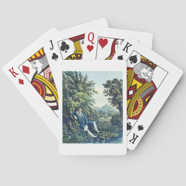 Ludwig van Beethoven durch einen Fluss (farbiges Spielkarten (Rückseite)