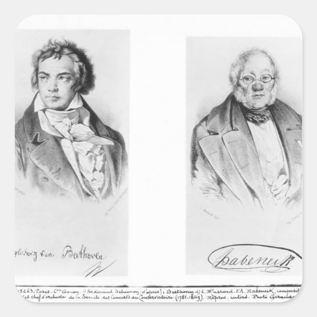 Ludwig van Beethoven & Francois-Antoine Habeneck Quadratischer Aufkleber (Vorderseite)