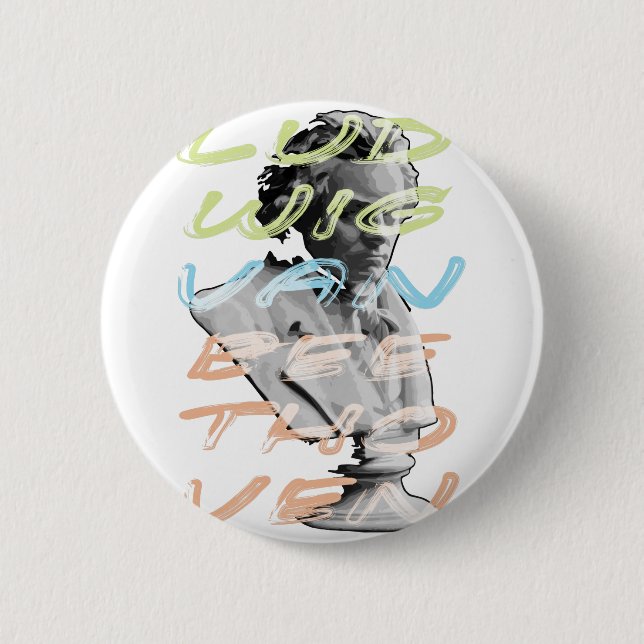 Ludwig van Beethoven im neontypografischen Design Button (Vorderseite)