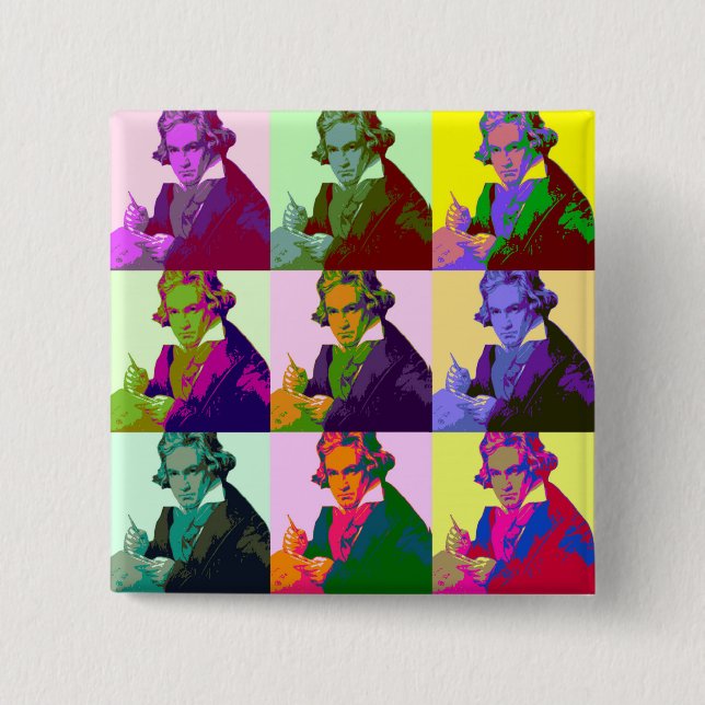 Ludwig Van Beethoven Pop Art Button (Vorderseite)