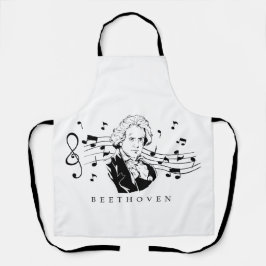 Ludwig van Beethoven Portrait and Bust with Notes Schürze
