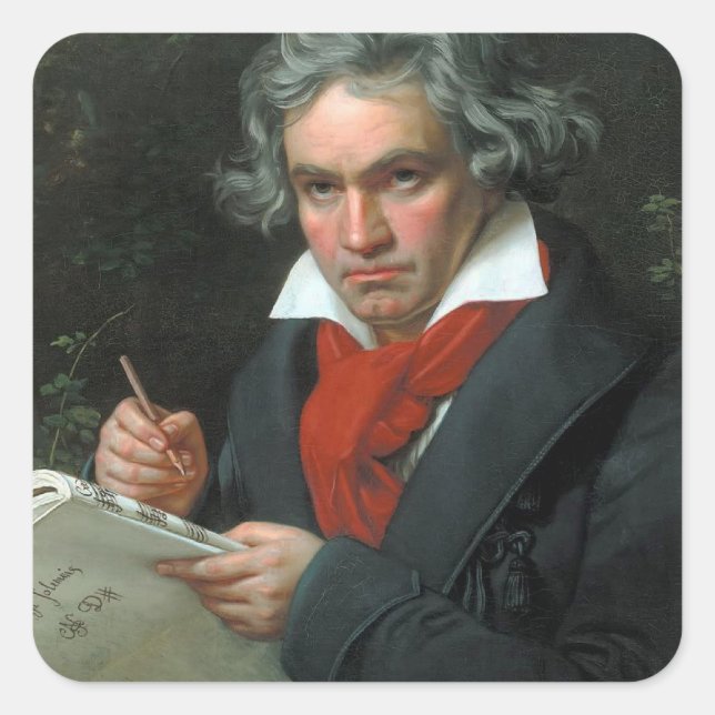 Ludwig van Beethoven Portrait Quadratischer Aufkleber (Vorderseite)