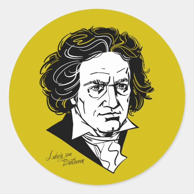 Ludwig van Beethoven Runder Aufkleber (Vorderseite)