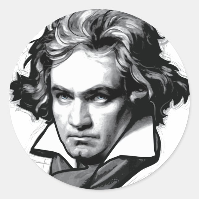 Ludwig van Beethoven Runder Aufkleber (Vorderseite)