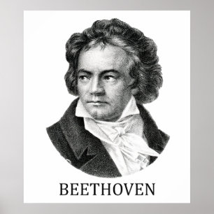 Ludwig van Beethoven, schwarz Poster