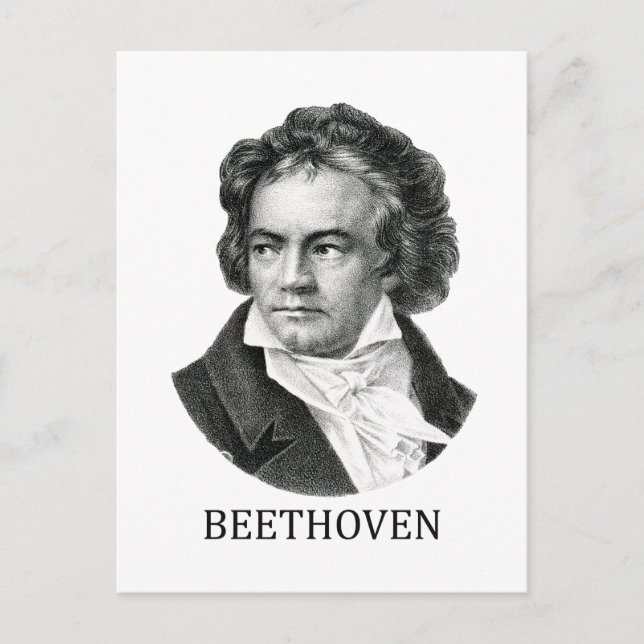 Ludwig van Beethoven, schwarz Postkarte (Vorderseite)