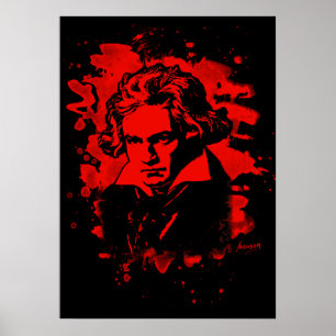 Ludwig Van Beethoven Tribute (red) Poster