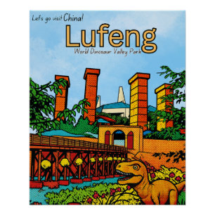 Lufeng China Dinosaur Valley Reise Poster