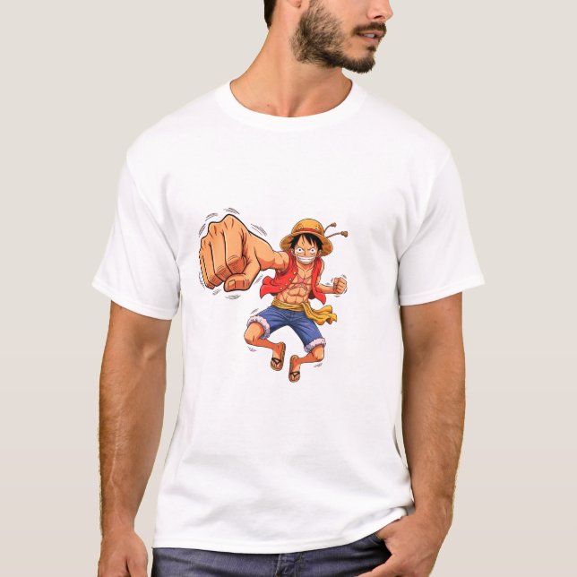 Luffy Character - Unisex T Shirt (White W Design) (Vorderseite)