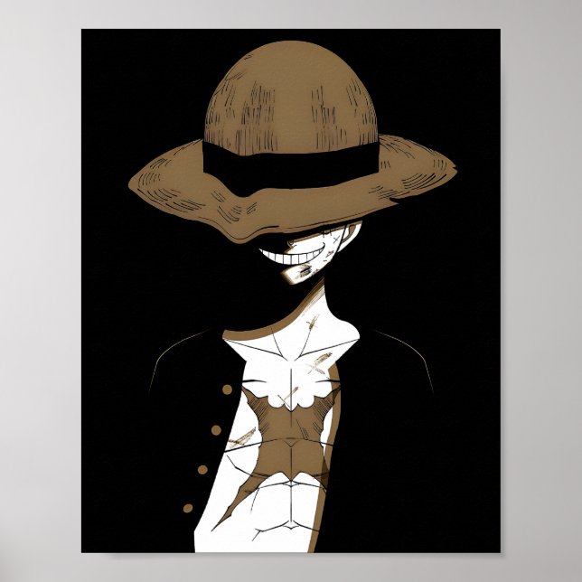 Luffy Shadow Poster | One Piece Minimalist Anime W (Vorne)