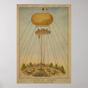 Luft-Schloss-Ballon Antwerpen-Ausstellungs-1894 Poster