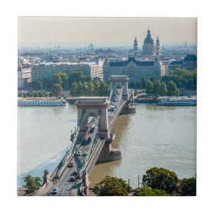 Luftansicht der Kettenbrücke - Budapest, Ungarn Fliese