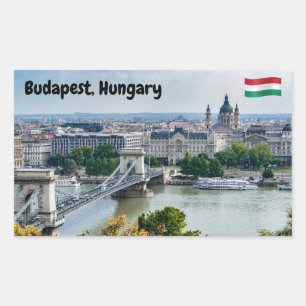 Luftansicht der Kettenbrücke in Budapest, Ungarn Rechteckiger Aufkleber