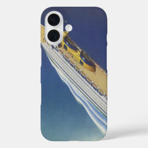 Luftansicht eines alten Kreuzfahrtschiffs im Ozean iPhone 16 Hülle