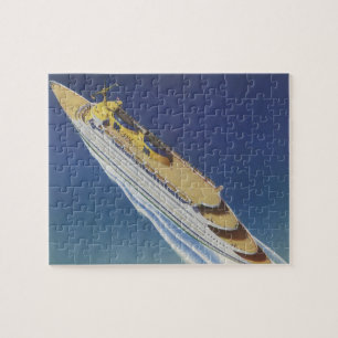 Luftansicht eines Vintage-Kreuzfahrtschiffs im Oze Puzzle