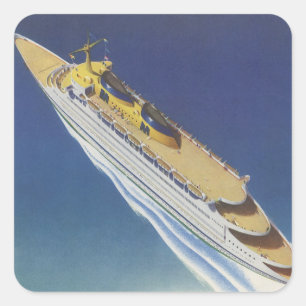 Luftansicht eines Vintage-Kreuzfahrtschiffs im Oze Quadratischer Aufkleber