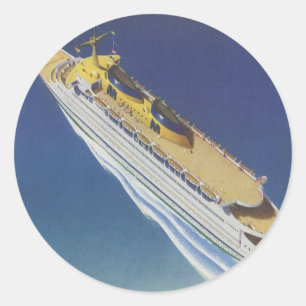 Luftansicht eines Vintage-Kreuzfahrtschiffs im Oze Runder Aufkleber