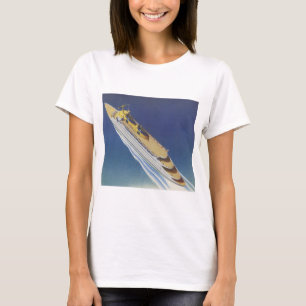 Luftansicht eines Vintage-Kreuzfahrtschiffs im Oze T-Shirt
