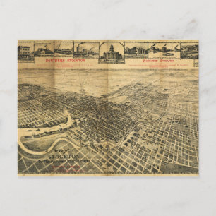 Luftansicht von Nord-Stockton, Kalifornien 1895 Postkarte