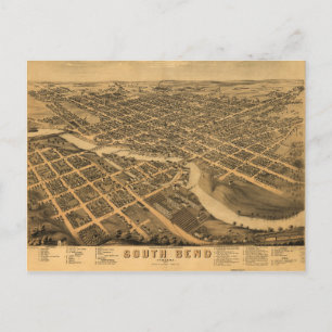 Luftansicht von South Bend, Indiana (1874) Postkarte