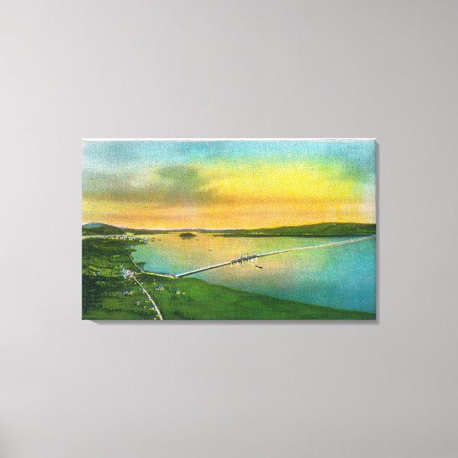 Luftaufnahme der Bay Bridge nach Hayward, CA Leinwanddruck (Vorderseite)