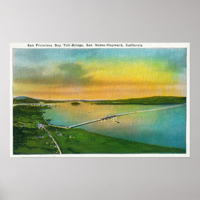 Luftaufnahme der Bay Bridge nach Hayward, CA Poster (Vorne)