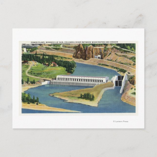 Luftaufnahme der Bonneville Dam Power Pflanze Postkarte (Vorderseite)