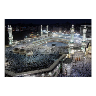 Luftaufnahme der Hajj-Pilger in der Kaaba, Mekka Poster