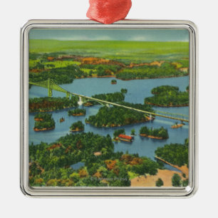 Luftaufnahme der Internationalen Brücke Silbernes Ornament