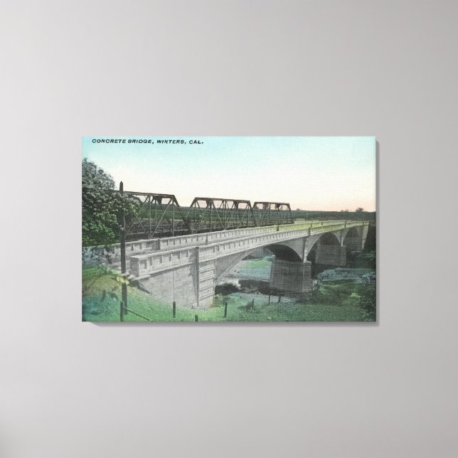 Luftaufnahme der Putah Creek BridgeWinters, CA Leinwanddruck (Vorderseite)