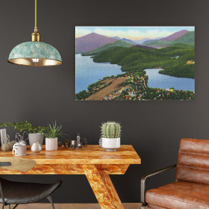 Luftaufnahme der Seen Placio und Mirror Leinwanddruck