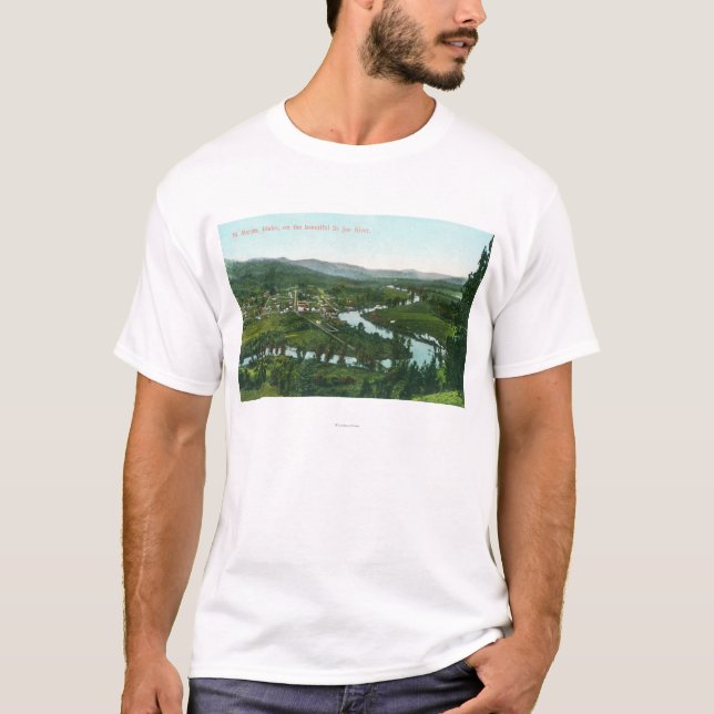 Luftaufnahme der Stadt auf dem Fluss St. Joe T-Shirt (Vorderseite)