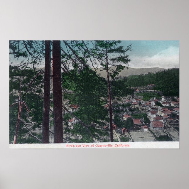 Luftaufnahme der Stadt Guerneville, CA Poster (Vorne)