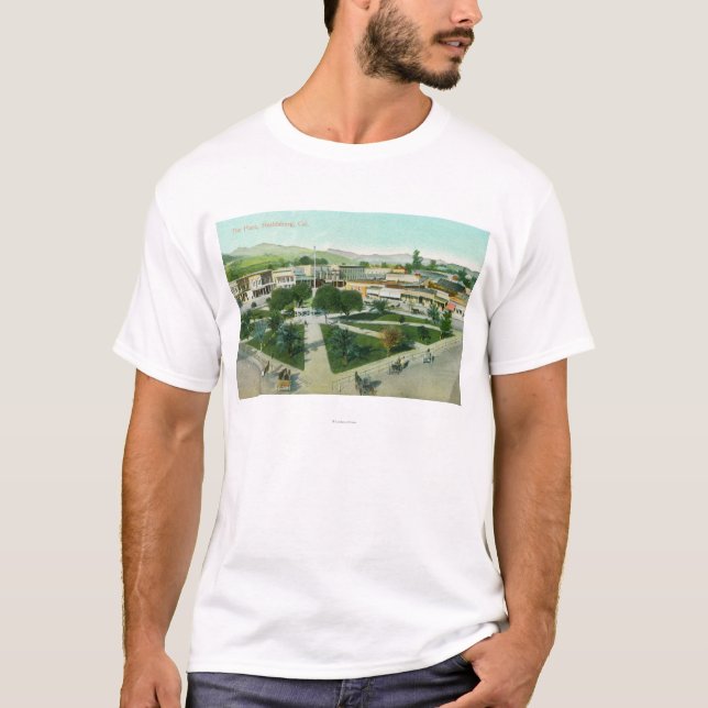 Luftaufnahme der Stadt PlazaHealdsburg, CA T-Shirt (Vorderseite)