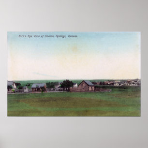 Luftaufnahme der Stadt Sharon Springs, KS Poster