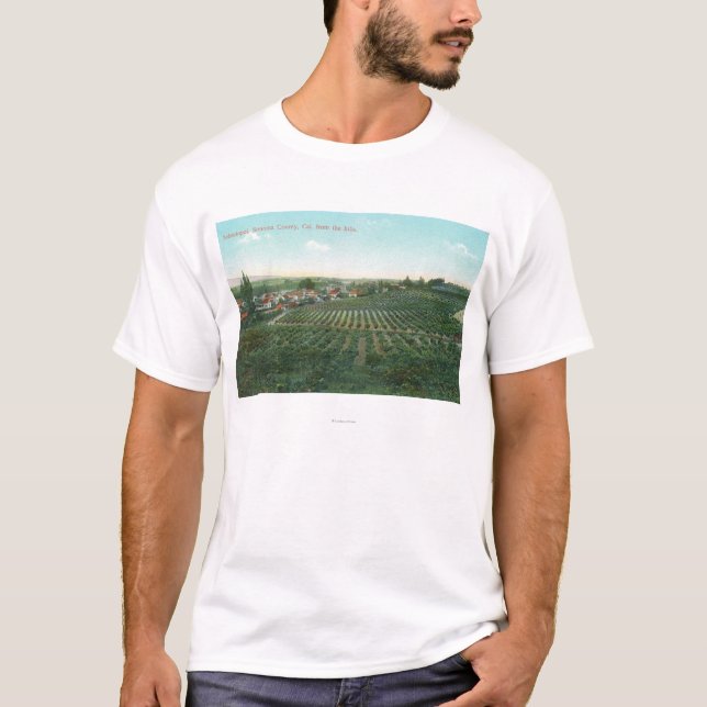 Luftaufnahme der Stadt, Sonoma County vom Hügel T-Shirt (Vorderseite)